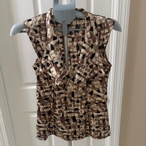 Ann Taylor Brown and Black Patterned Blouse